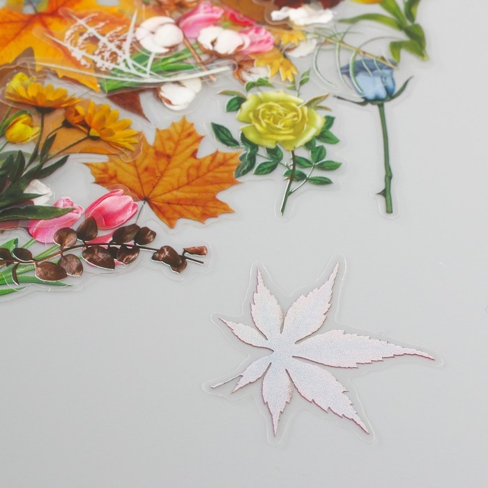 Наклейки для творчества пластик PVC Наклейки для творчества пластик PVC "Разнообразие природы" набор 60 шт 10х14 см