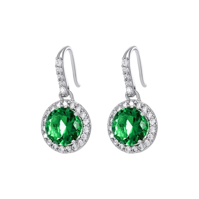 Серьги со стразами XUPING круг, цвет бело-зелёный в серебре Серьги со стразами XUPING круг, цвет бело-зелёный в серебре