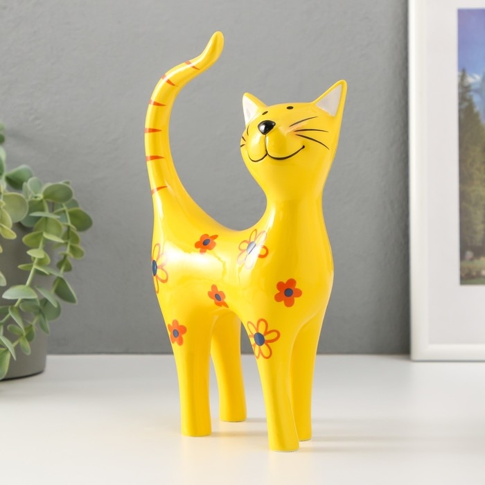 Сувенир керамика Сувенир керамика "Жёлтый кот в цветочках" 14,5х6,5х23,5 см