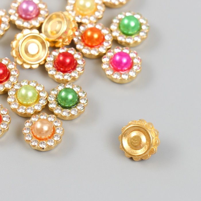 Декор для творчества пластик Декор для творчества пластик "Цветок-жемчужина цветные кристаллы" набор 20 шт 1,2х1,2 см