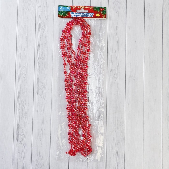 Бусы на ёлку 2,7 м d-7 мм Бусы на ёлку 2,7 м d-7 мм "Льдинка" гранёные бусины, красный