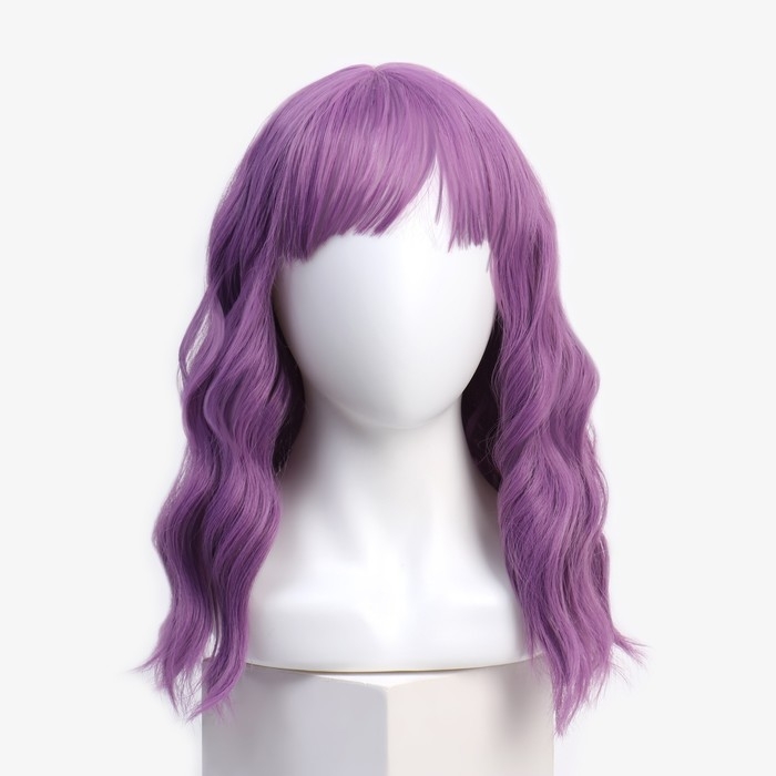 Парик искусственный, с чёлкой, каре имитация кожи, 40 см, 160 гр, цвет сиреневый Парик искусственный, с чёлкой, каре имитация кожи, 40 см, 160 гр, цвет сиреневый