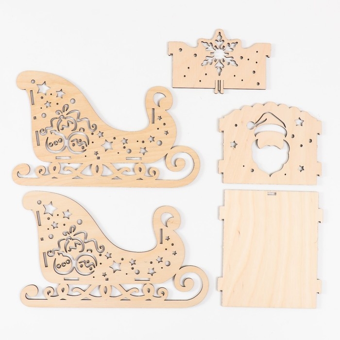 Шкатулка  Шкатулка "Сани. Дед Мороз" 22х11,5х13,5 см (набор 5 деталей)