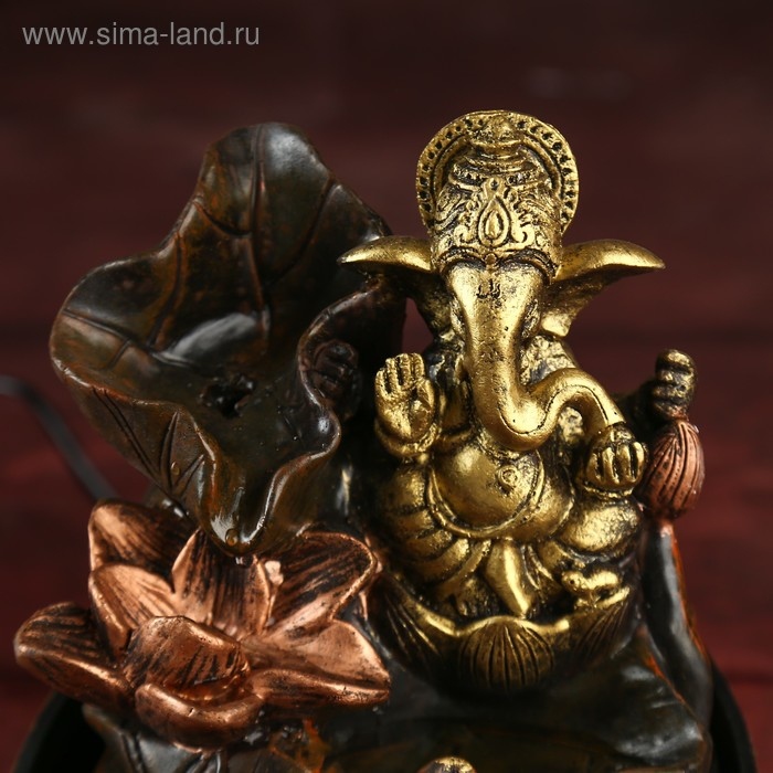 Фонтан настольный от сети "Ганеша в лотосе" 21,5х16х13 см