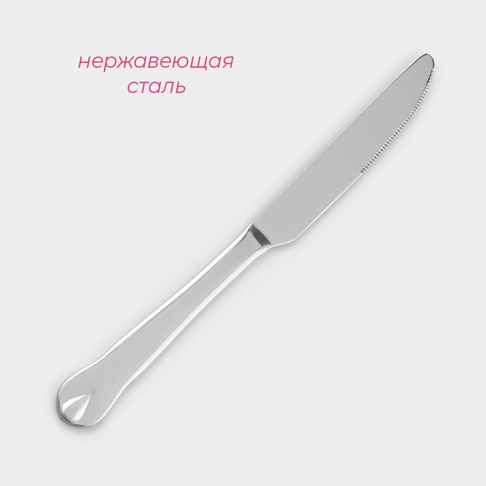 Ножи столовые из нержавеющей стали Доляна «Капля», длина 23 см, 6 шт, цвет серебряный