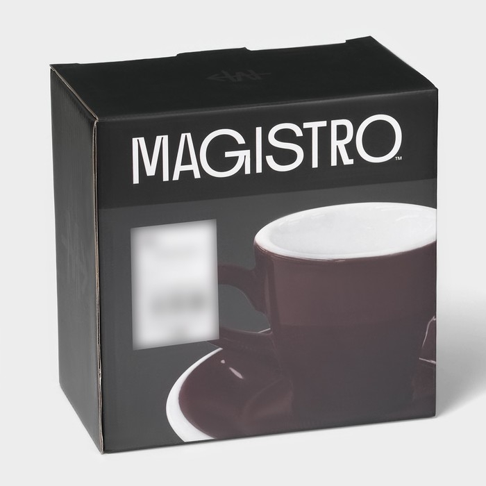 Кофейная пара фарфоровая Magistro Coffee time, 2 предмета: чашка 180 мл, блюдце d=14,5 см, цвет коричневый Кофейная пара фарфоровая Magistro Coffee time, 2 предмета: чашка 180 мл, блюдце d=14,5 см, цвет коричневый