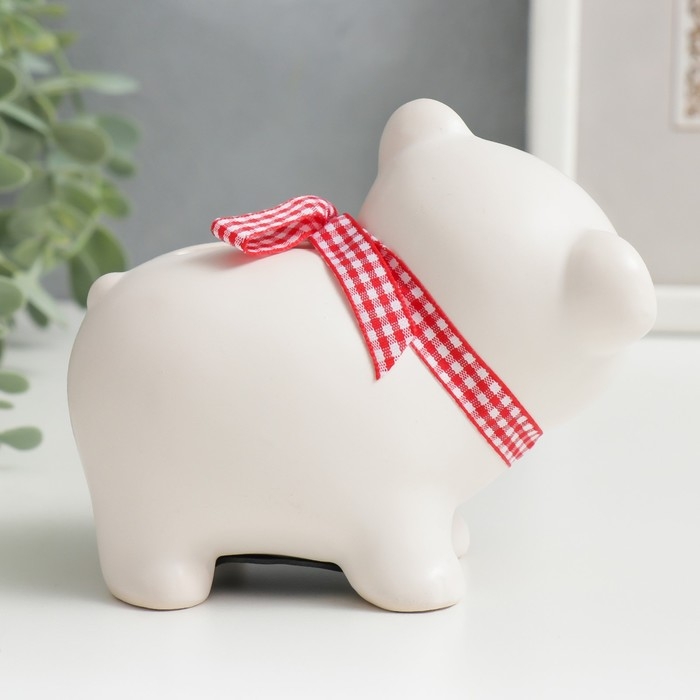 Копилка керамика Копилка керамика "Белый мишка с бантом" 10х11х6,3 см