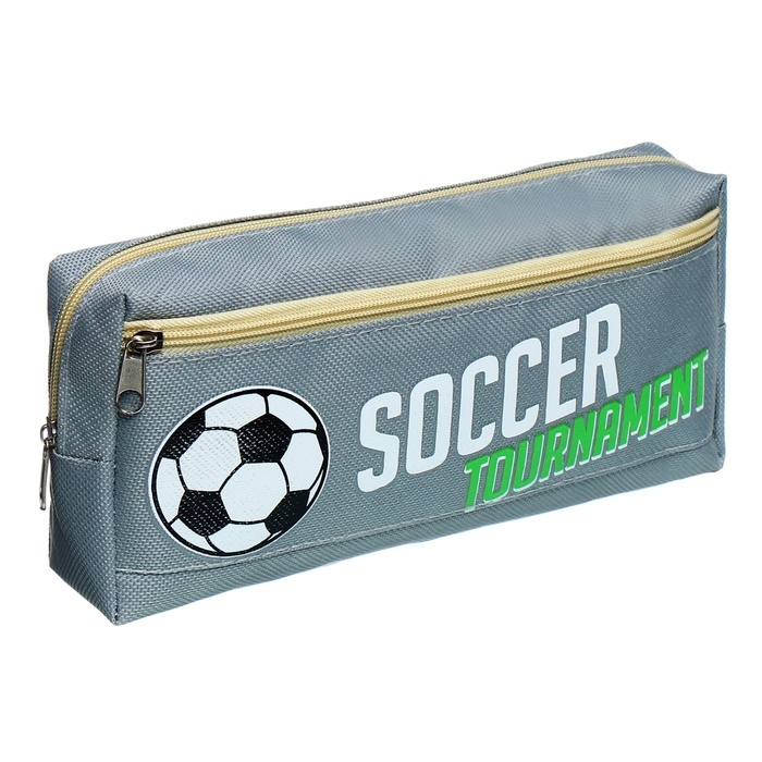 Пенал школьный на молнии Calligrata Пенал школьный на молнии Calligrata "Футбол", 2 отделения, серый