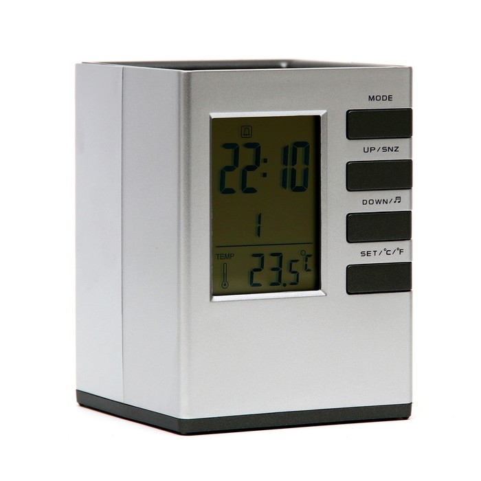 Часы-органайзер настольные электронные: будильник, термометр, календарь, гигрометр,8х10.8 см Часы-органайзер настольные электронные: будильник, термометр, календарь, гигрометр,8х10.8 см