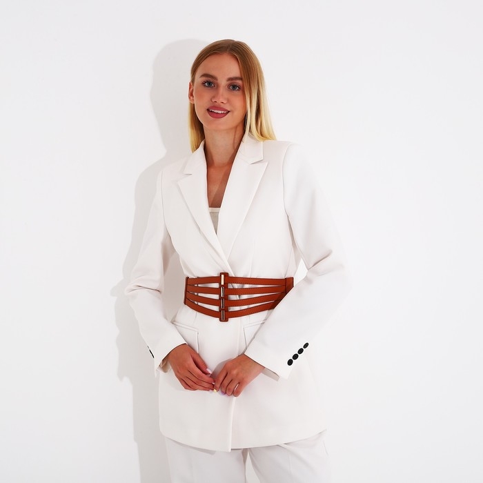 Ремень женский, ширина 11 см, на резинке, на кнопках, цвет рыжий Ремень женский, ширина 11 см, на резинке, на кнопках, цвет рыжий