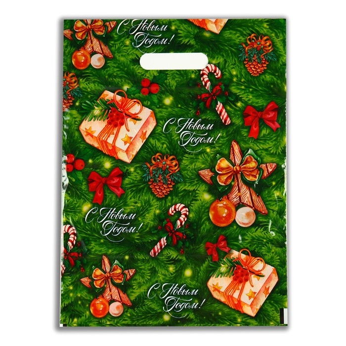 Пакет Пакет "Подарочки", полиэтиленовый с вырубной ручкой, 30х40 см, 50 мкм набор 10 штук