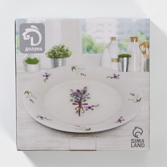 Тарелка фарфоровая десертная Доляна «Лаванда», d=20,3 см, цвет белый Тарелка фарфоровая десертная Доляна «Лаванда», d=20,3 см, цвет белый
