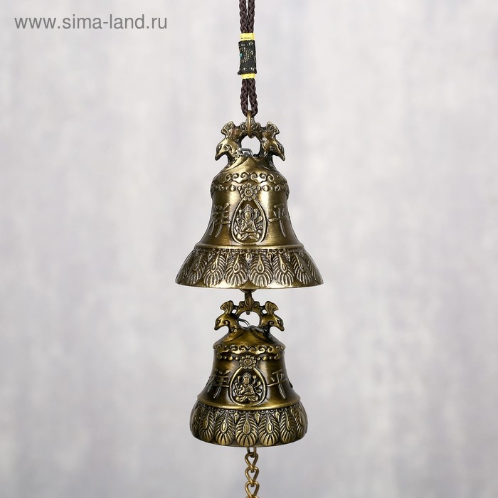 Колокольчик металл  Колокольчик металл "Феникс и будда" 2 колокольчика d=5 и d=4,2 см 29х5х5 см