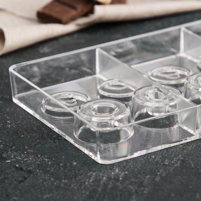 Форма для конфет и шоколада «Бабл», 10 ячеек, 20×12×2,5 см, d=2,5 см, d=2,7 см, цвет прозрачный Форма для конфет и шоколада «Бабл», 10 ячеек, 20×12×2,5 см, d=2,5 см, d=2,7 см, цвет прозрачный