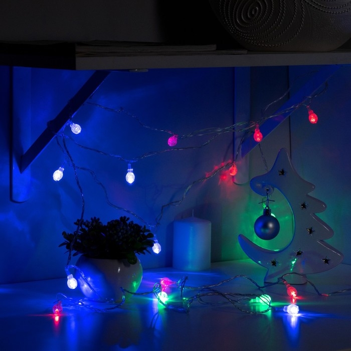 Гирлянда «Нить» 5 м с насадками «Фонарики», IP20, прозрачная нить, 20 LED, свечение мульти (RG/RB), мигание, 220 В Гирлянда «Нить» 5 м с насадками «Фонарики», IP20, прозрачная нить, 20 LED, свечение мульти (RG/RB), мигание, 220 В