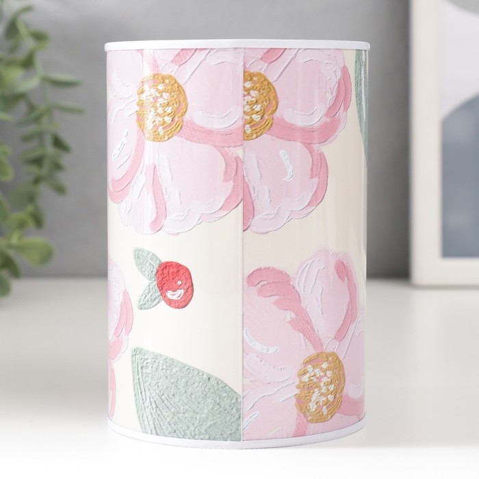 Копилка металл банка Копилка металл банка "Цветы шиповника" 8х8х12 см