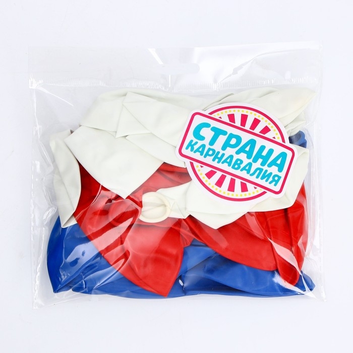 Шар латексный 12 Шар латексный 12" «Триколор», пастель, набор 30 шт., цвета синий, белый, красный