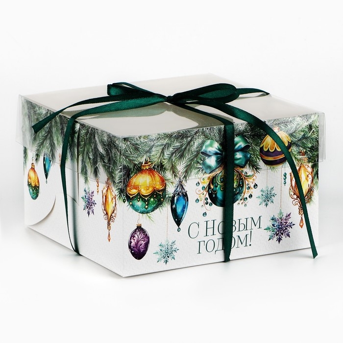 Коробка для капкейка «Еловые веточки», 16 х 16 х 10 см, Новый год Коробка для капкейка «Еловые веточки», 16 х 16 х 10 см, Новый год
