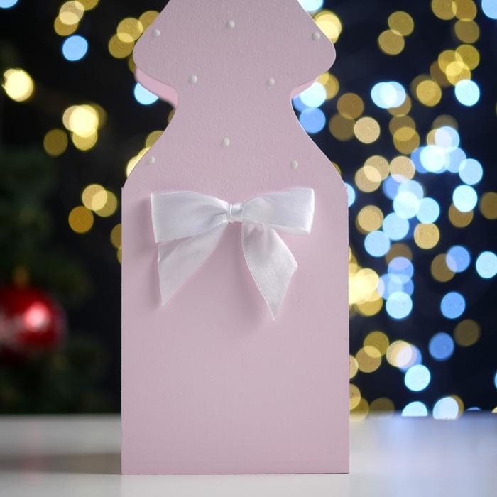 Ящик подарочный "Ёлка" (12*12*42) Дерево, МДФ 6 мм, окрашен., оформл., Розовый пастель-белый