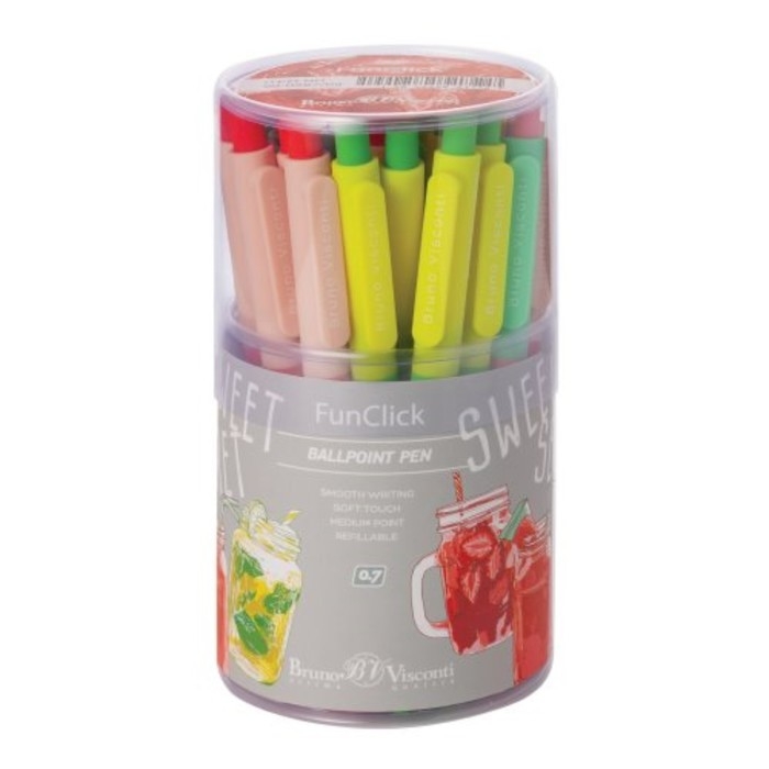 Ручка шариковая автоматическая FreshWrite FunClick. My refresh, узел 0.7 мм, синие пигментные чернила, корпус Soft Touch, МИКС Ручка шариковая автоматическая FreshWrite FunClick. My refresh, узел 0.7 мм, синие пигментные чернила, корпус Soft Touch, МИКС