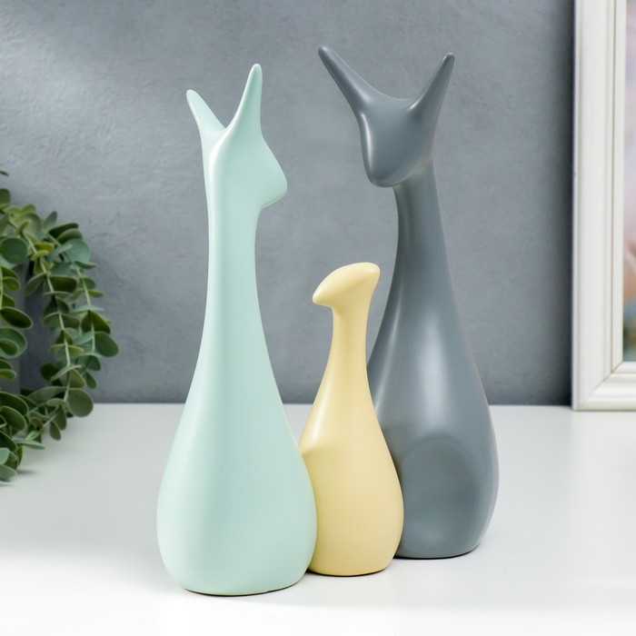 Сувенир керамика Сувенир керамика "Семья жирафиков" пастель матовый набор 3 шт 15х5 25х7 25,5х9 см