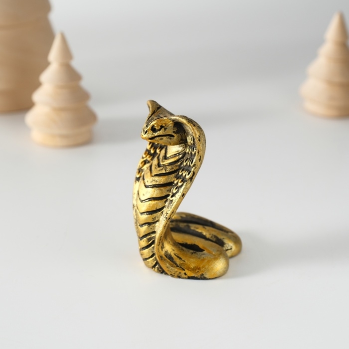 Сувенир полистоун Сувенир полистоун "Кобра королевская" чёрно-золотая 3,3х6 см