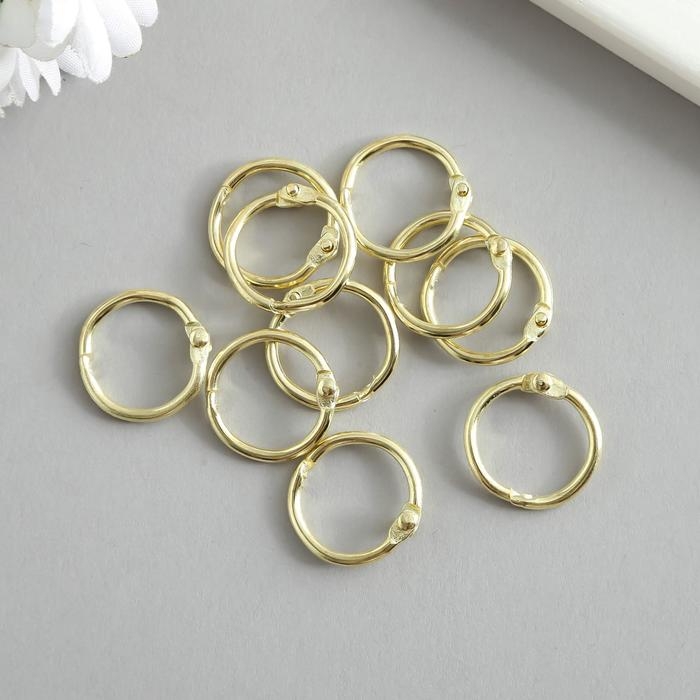 Кольца для творчества (для фотоальбомов) Кольца для творчества (для фотоальбомов) "Золото" внутр. d= 1,5 см внешн. d=2 см набор 10 шт