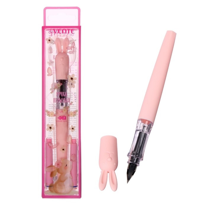 Ручка перьевая ШКОЛЬНАЯ, deVENTE  Ручка перьевая ШКОЛЬНАЯ, deVENTE "Зайка", размер пера F, 0,6 мм, с 2-мя баллончиками, чернила синие