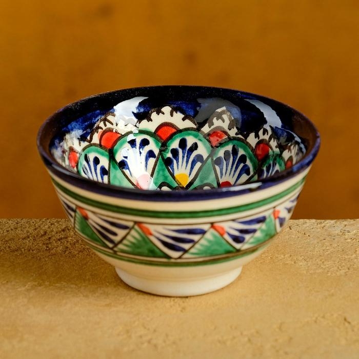 Пиала Риштанская керамика  Пиала Риштанская керамика "Узоры",  9,5 см микс