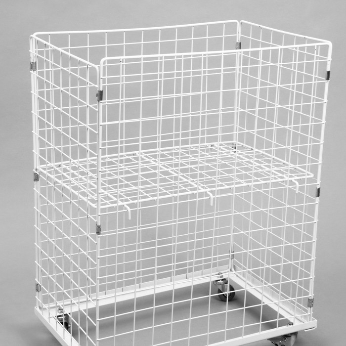 Корзина-накопитель складная, на колесах, 1 полка, 60×40×80 см, цвет белый Корзина-накопитель складная, на колесах, 1 полка, 60×40×80 см, цвет белый