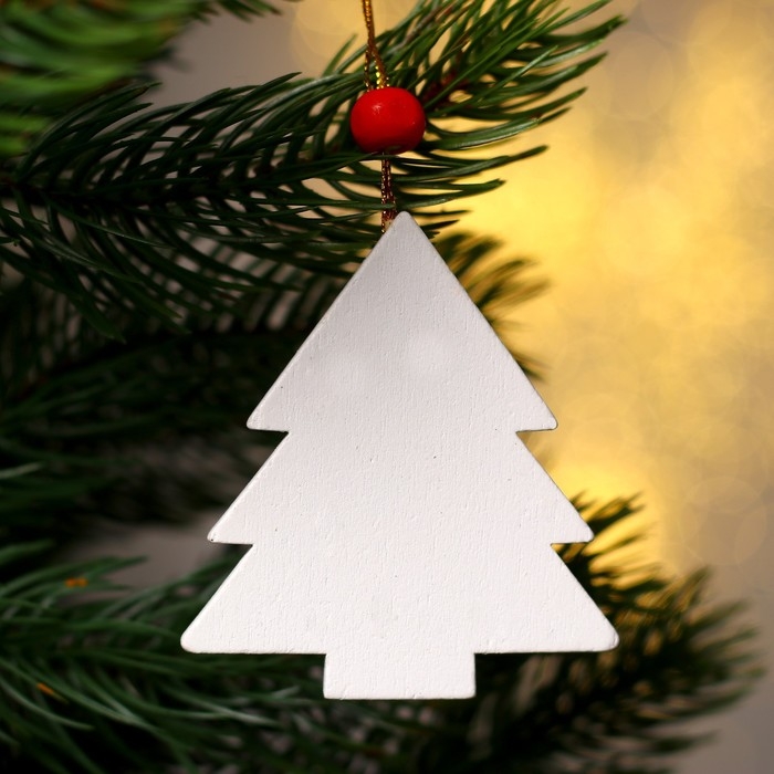 Подвеска новогодняя деревянная «Зимняя ель» цвета МИКС Подвеска новогодняя деревянная «Зимняя ель» цвета МИКС