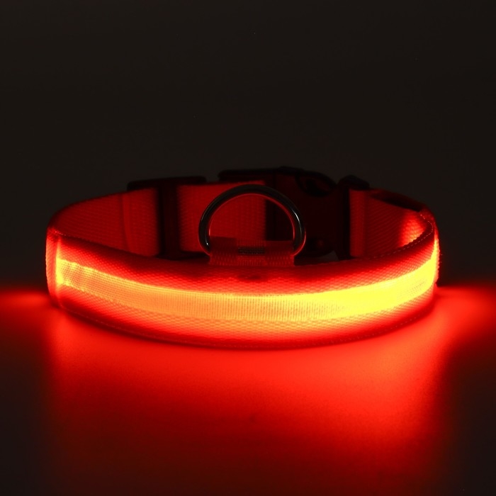 Ошейник с подсветкой размер L, ОШ 45-52 х 2,5 см, 3 режима свечения оранжевый Ошейник с подсветкой размер L, ОШ 45-52 х 2,5 см, 3 режима свечения оранжевый