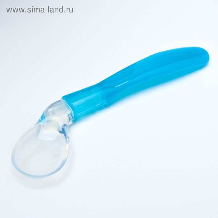 Ложка детская силиконовая «Изогнутая» для кормления, от 5 мес., цвет голубой Ложка детская силиконовая «Изогнутая» для кормления, от 5 мес., цвет голубой
