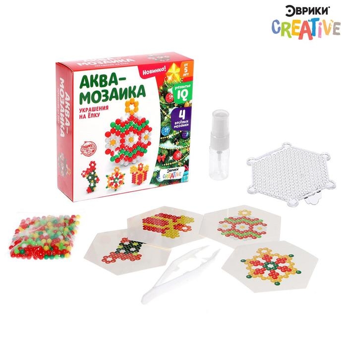 Аквамозаика «Украшения на ёлку», 4 фигурки Аквамозаика «Украшения на ёлку», 4 фигурки