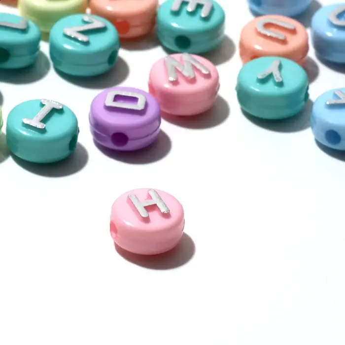 Бусины для творчества из акрила &laquo;Буквы английские&raquo;, 10&times;6 мм, набор 10 г, цвет серебристый МИКС