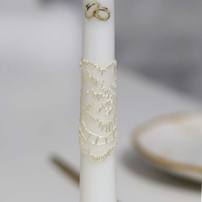 Набор свечей  Набор свечей "Кружевной с бантиком" шампань: домашний очаг 6,8х15см, родительские 1,8х17,5см