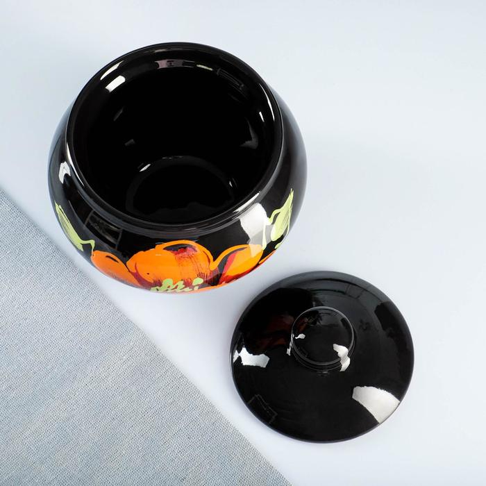 Набор горшков  Набор горшков "Подарочный" 4х0,5л / 34,5х24,5см, мак на черном