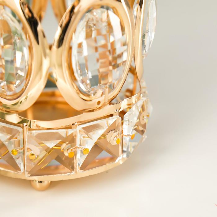 Подсвечник металл, стекло на 1 свечу Подсвечник металл, стекло на 1 свечу "Овалы и квадраты" золото 13,2х9х9 см