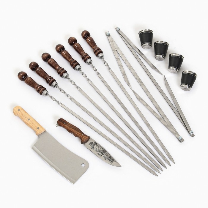 Набор с шампурами подарочный  Набор с шампурами подарочный "Элит-М" в коробке из эко-кожи №11