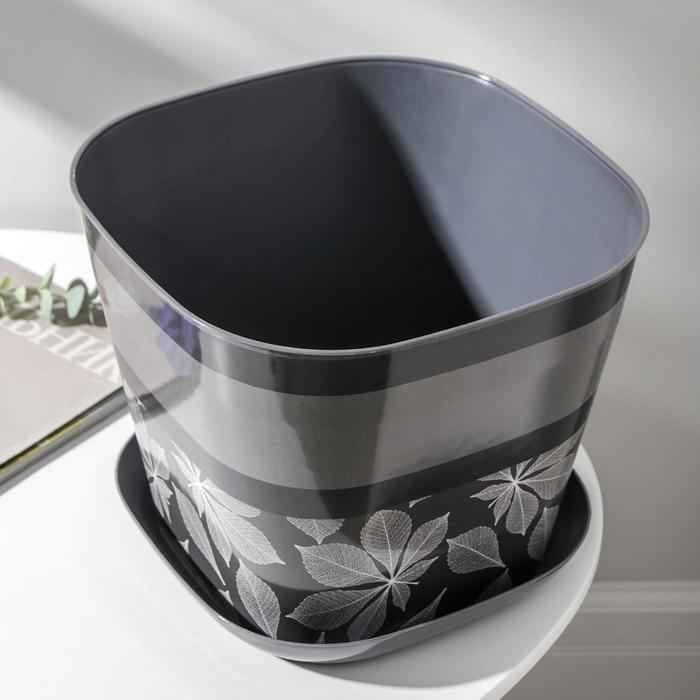 Горшок с поддоном «Листопад», 9,8 л, цвет тёмно-серый Горшок с поддоном «Листопад», 9,8 л, цвет тёмно-серый