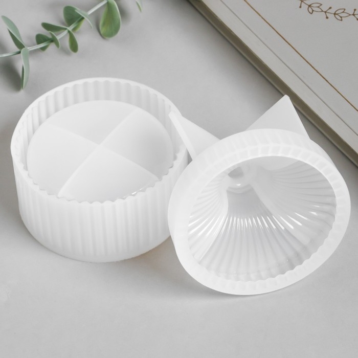 Молд силикон Молд силикон "Шкатулка круглая ребристая" с крышкой 6х6х8,3 см