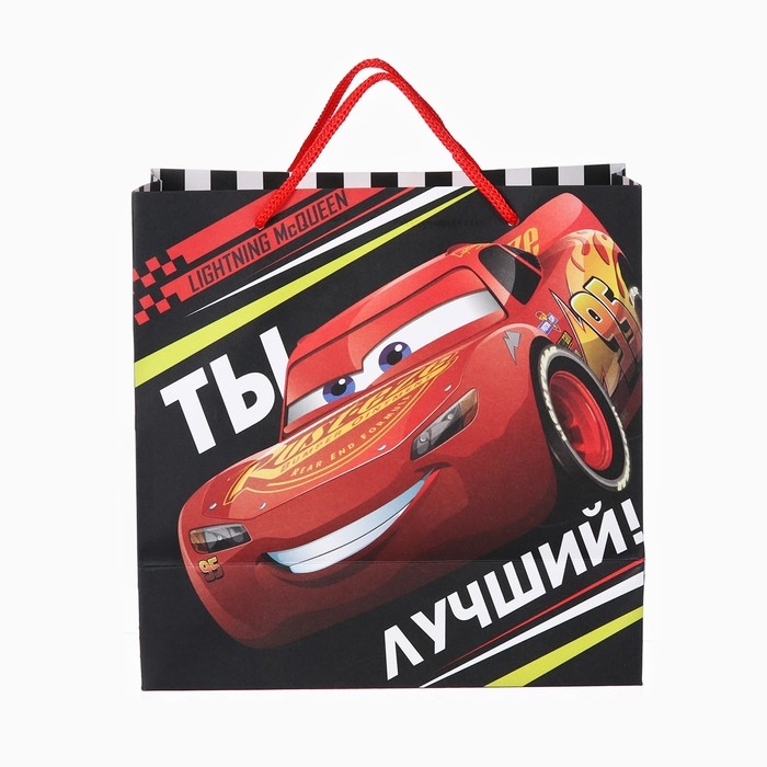 Пакет подарочный крафт Пакет подарочный крафт "Ты лучший!" 22х22х11 см, Тачки