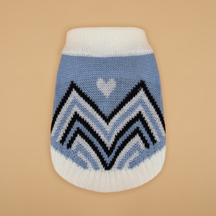 Свитер  Свитер "Волна", S (ДС 23, ОШ 23, ОГ 26-45 см), голубой