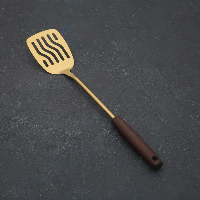 Лопатка из нержавеющей стали с отверстиями «Прайм», длина 39,5 см, цвет металла золотой Лопатка из нержавеющей стали с отверстиями «Прайм», длина 39,5 см, цвет металла золотой