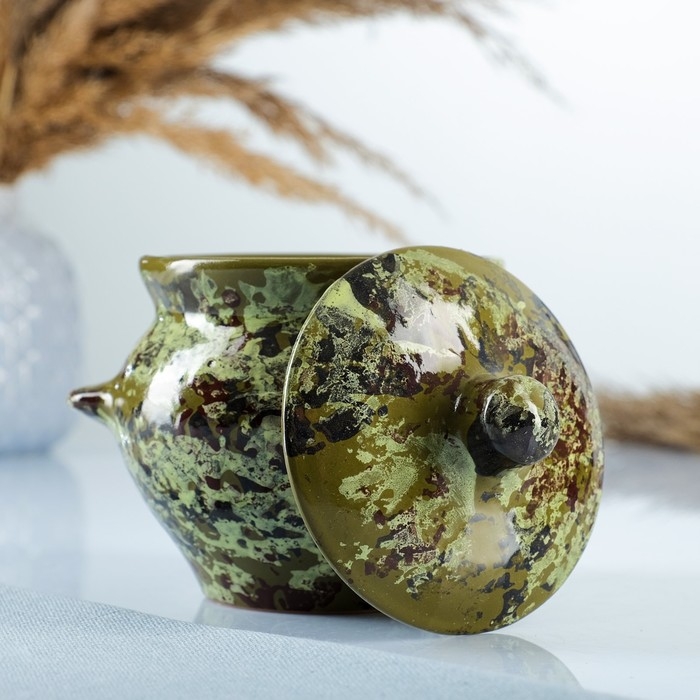 Горшок керамический для запекания №5 с ручками, 0,5л / 10х10,5см, малахит Горшок керамический для запекания №5 с ручками, 0,5л / 10х10,5см, малахит