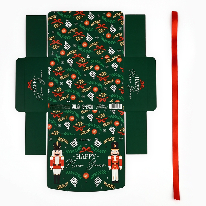 Коробка подарочная новогодняя складная двухсторонняя «Щелкунчик», 16.5 х 12.5 х 5 см, БЕЗ ЛЕНТЫ, Новый год Коробка подарочная новогодняя складная двухсторонняя «Щелкунчик», 16.5 х 12.5 х 5 см, БЕЗ ЛЕНТЫ, Новый год