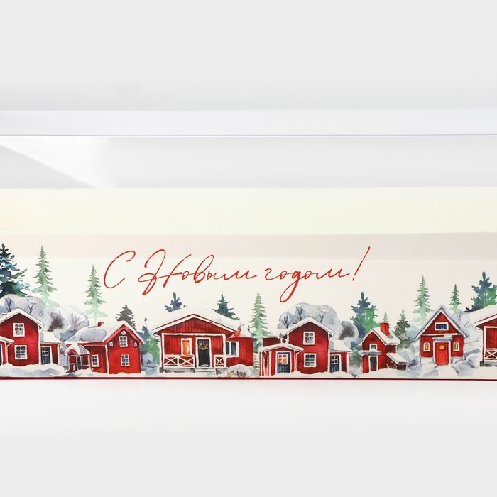 Коробка для кондитерских изделий с пластиковой крышкой «Сказка в городе», 30 х 8 х 11 см, Новый год Коробка для кондитерских изделий с пластиковой крышкой «Сказка в городе», 30 х 8 х 11 см, Новый год