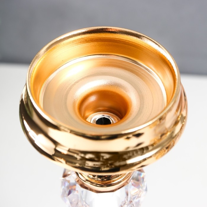 Подсвечник металл на 1 свечу "Классика - три прозрачных шара" золото 32х11х11 см