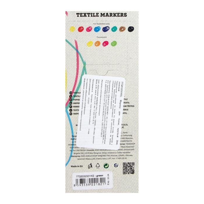 Маркер для ткани 2.0 мм Koh-I-Noor 3203/25, длина письма 500 м, зеленый Маркер для ткани 2.0 мм Koh-I-Noor 3203/25, длина письма 500 м, зеленый