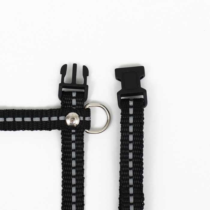 Шлейка для кошек, ширина 1 см, светоотражающий, ОШ 16,5-27 см, ОГ 21-35 см, чёрный Шлейка для кошек, ширина 1 см, светоотражающий, ОШ 16,5-27 см, ОГ 21-35 см, чёрный